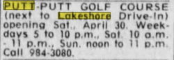Lakeshore Putt-Putt Golf - May 1977 Ad